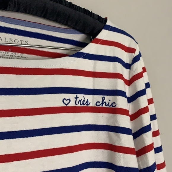 Talbots stripe layer Long Sleeve shirt tres chic top medium nwot - Picture 2 of 5